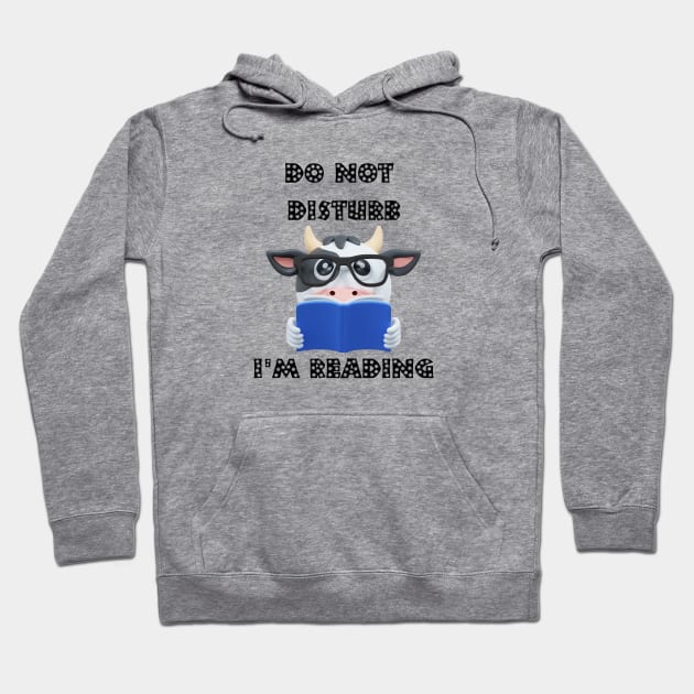 Book Lover Cow Reading Hoodie by MCsab Creations